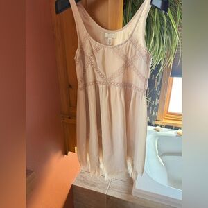 Billabong Cream Crochet-Trim Mini Dress